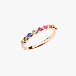 Anello Bollicine Oro Rosa e Pietre Colorate