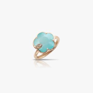 Anello Petit Joli Turchese, Pietra di Luna Bianca e Diamanti