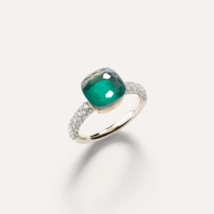 Anello Nudo Classic Agata, Topazio Azzurro e Diamanti Bianchi