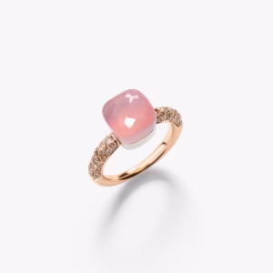 Anello Nudo Petit Quarzo Rosa e Diamanti Brown