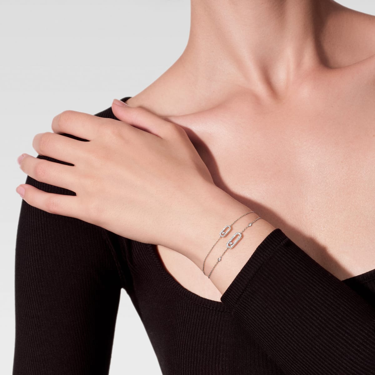 Bracciale Move Uno Oro Bianco con Pavè - immagine 4