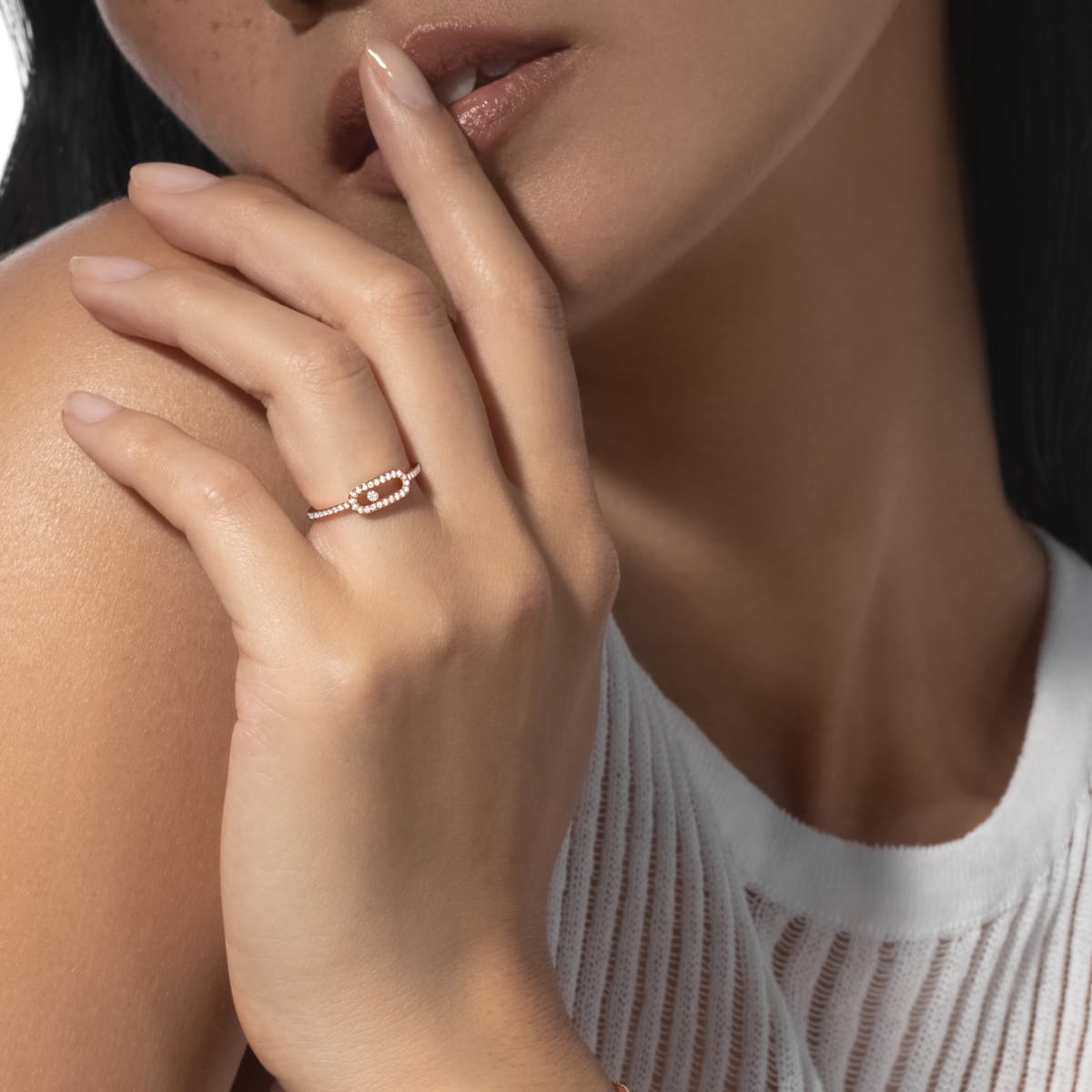 Anello Move Uno Oro Rosa con Pavè - immagine 5