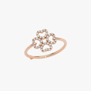 Anello Quadrifoglio a filo e Diamanti