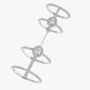 Anello Glam'Azone Doppio Oro Bianco e Pavè