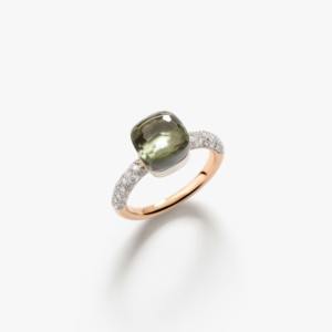 Anello Nudo Petit Prasiolite e Diamanti Bianchi