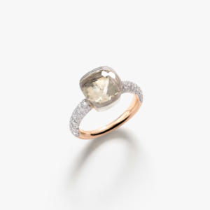 Anello Nudo Classic Topazio Bianco e Diamanti Bianchi