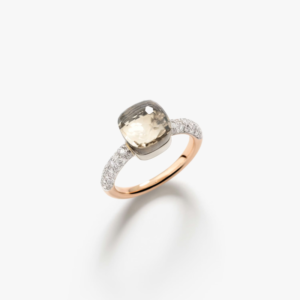 Anello Nudo Petit Topazio Bianco e Diamanti Bianchi