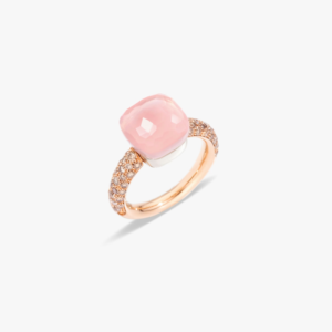 Anello Nudo Classic Quarzo Rosa e Diamanti Brown