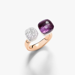 Anello Nudo Toi e Moi Ametista e Diamanti Bianchi